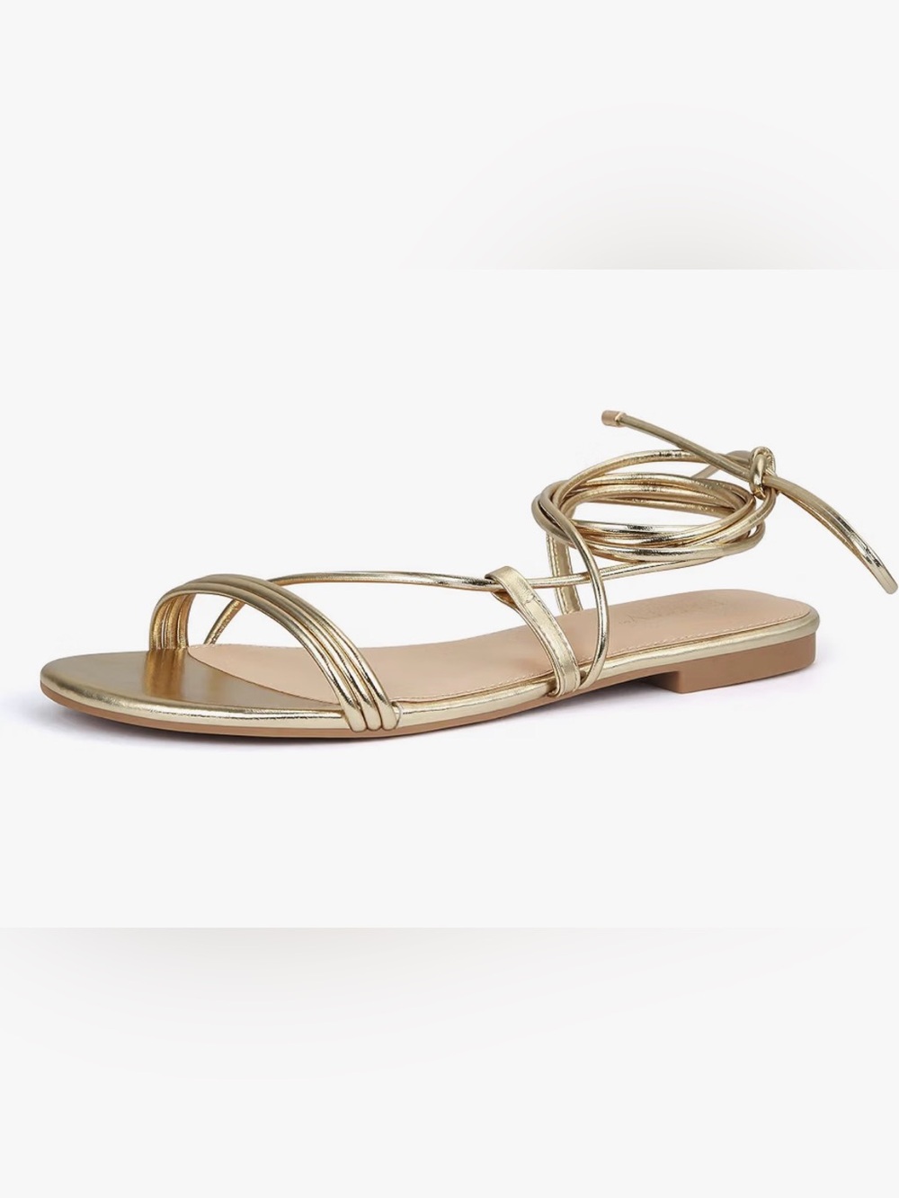 The Drop Samantha Flat Strappy Lace-Up Sandal Size 8 Gold
